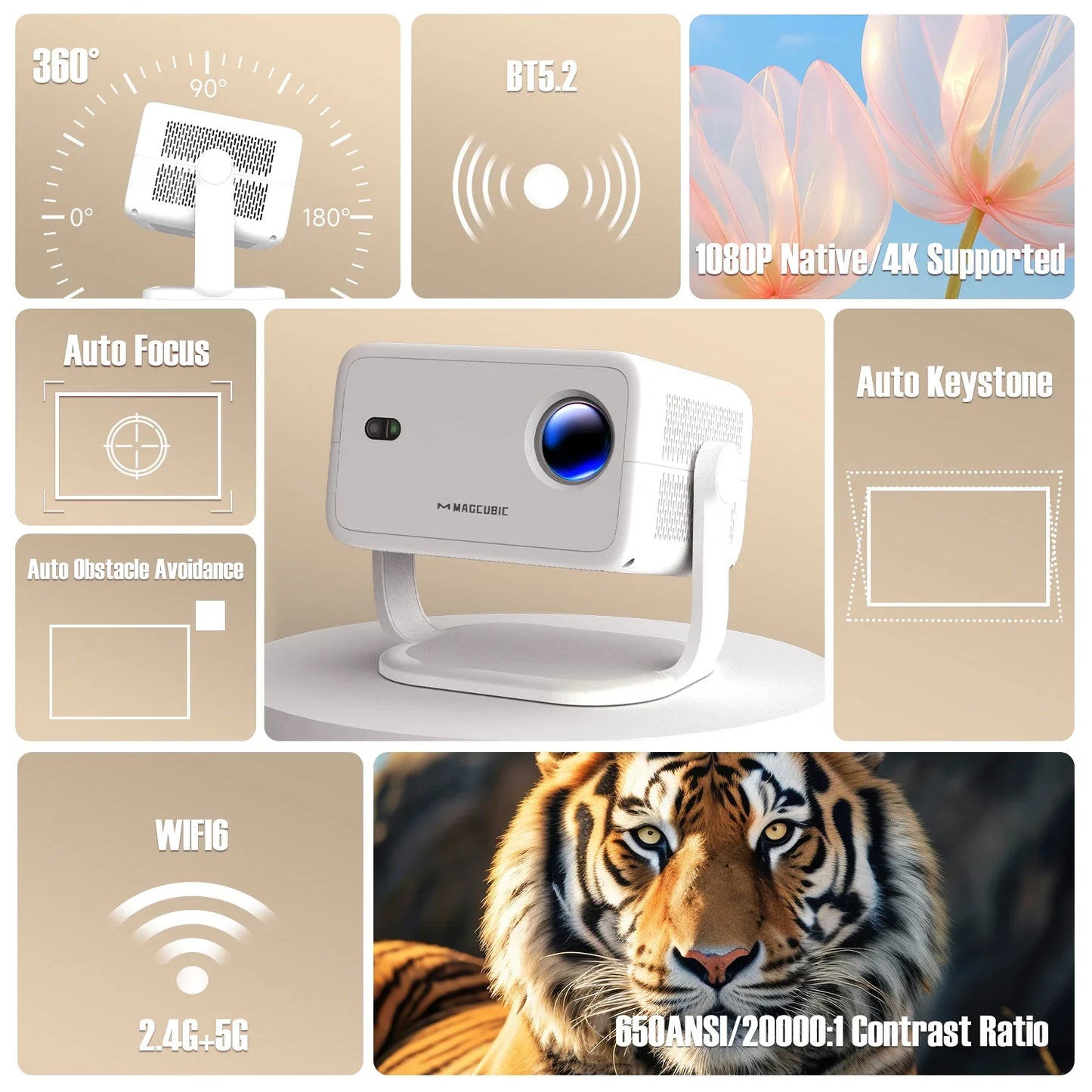 Magcubic Portable Projector With Bluetooth
