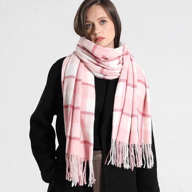 2024 Designer knitted spring winter women scarf plaid warm cashmere scarves shawl luxury brand neck bandana Striped plaid shawl