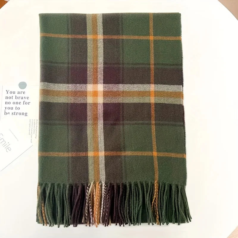 Christmas British Classic Plaid Scarf Female Autumn and Winter Warm Faux Cashmere Shawl Dual-Use Christmas New Year Gift