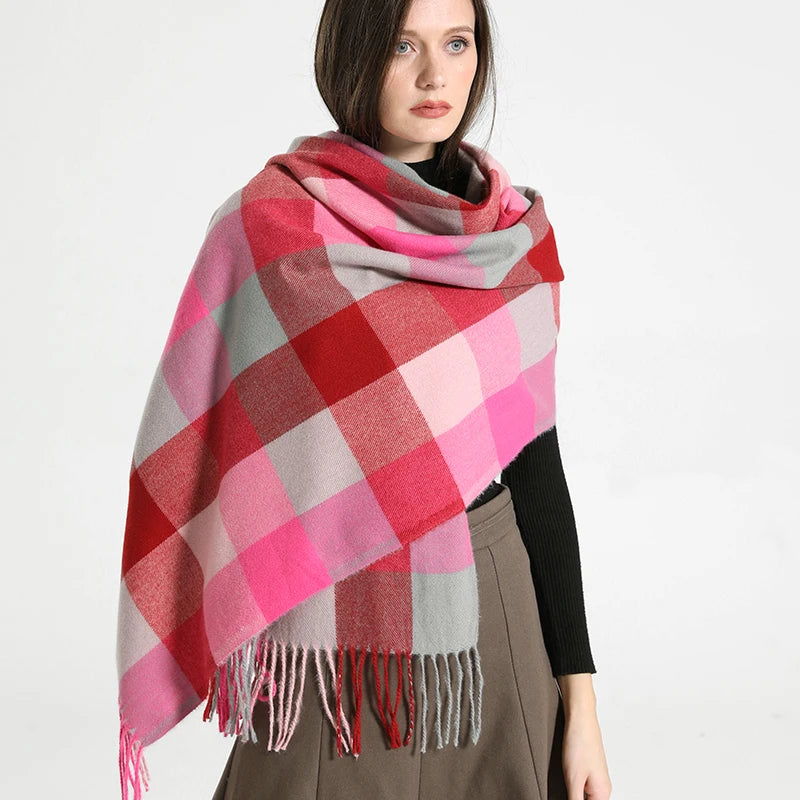 2024 Designer knitted spring winter women scarf plaid warm cashmere scarves shawl luxury brand neck bandana Striped plaid shawl
