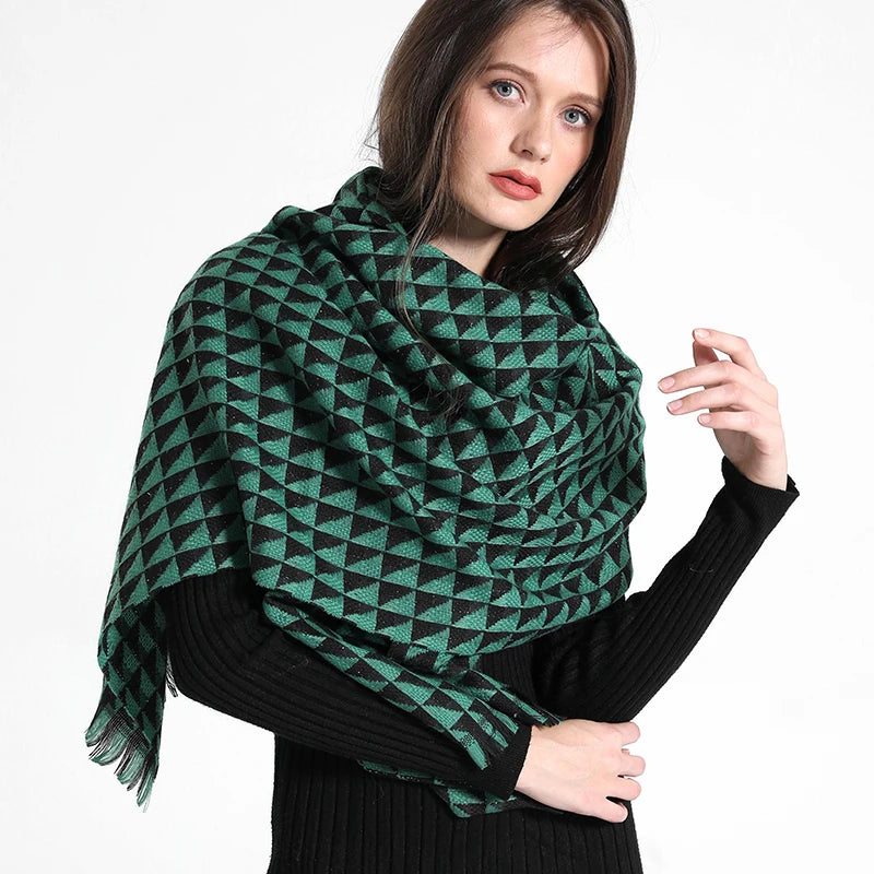 2024 Designer knitted spring winter women scarf plaid warm cashmere scarves shawl luxury brand neck bandana Striped plaid shawl