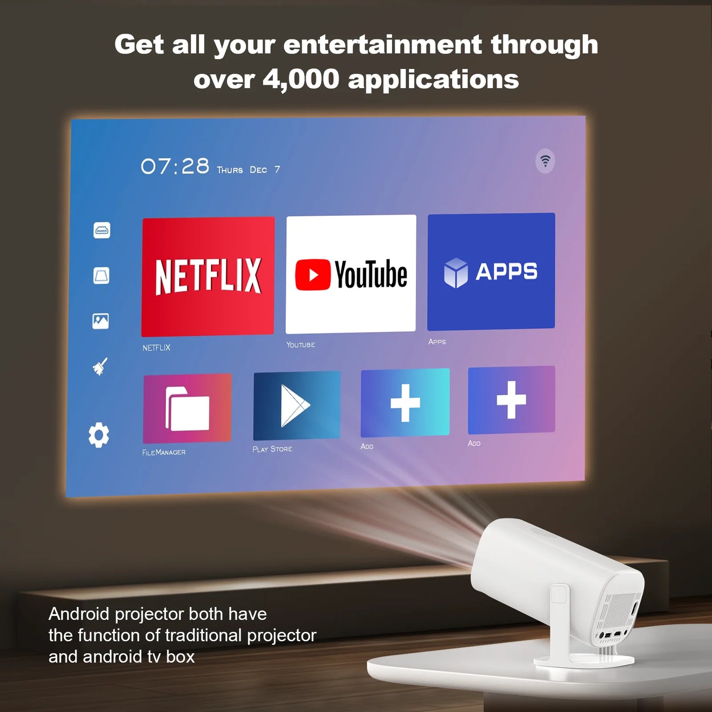 Salange P30 Smart Mini Portable Projector with Android