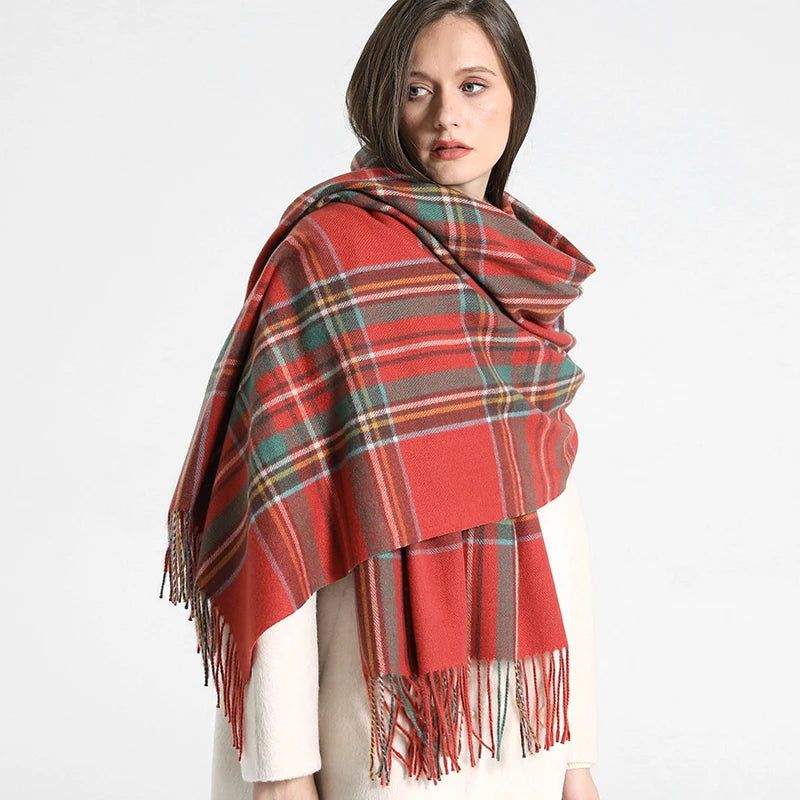 2024 Designer knitted spring winter women scarf plaid warm cashmere scarves shawl luxury brand neck bandana Striped plaid shawl