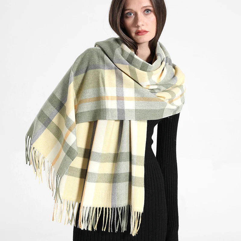 2024 Designer knitted spring winter women scarf plaid warm cashmere scarves shawl luxury brand neck bandana Striped plaid shawl