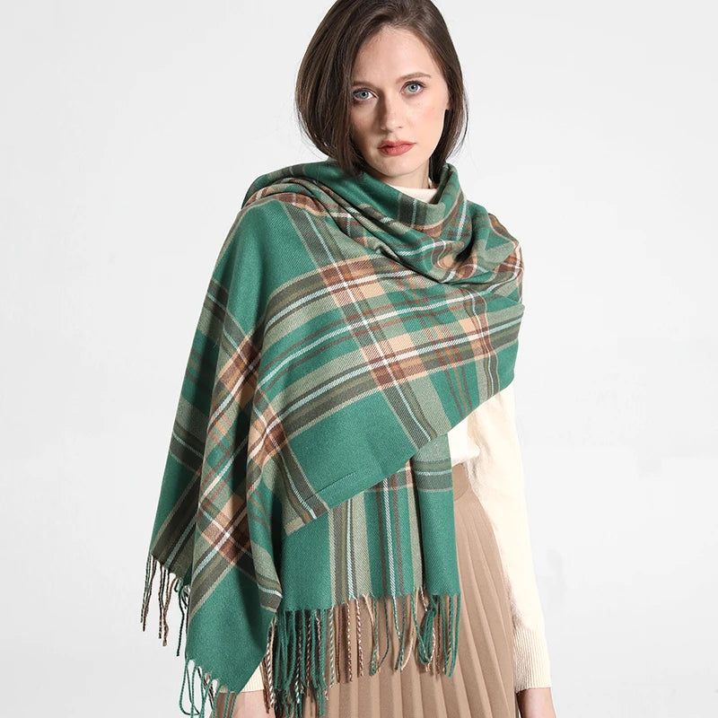 2024 Designer knitted spring winter women scarf plaid warm cashmere scarves shawl luxury brand neck bandana Striped plaid shawl